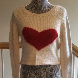 Delias NWT cream red heart sweater